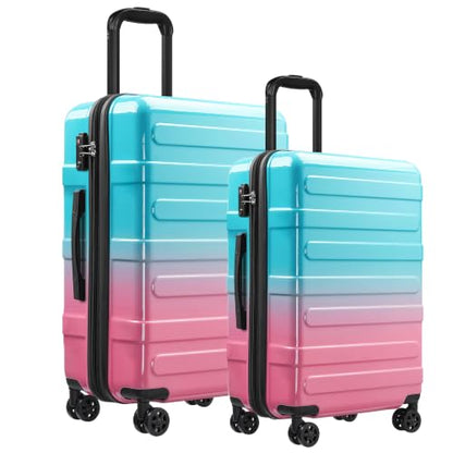 Luggage Sets 2 Piece, Hard Shell Expandable Carry on Suitcase with Spinner Wheels and TSA Lock, Lightweight Travel Luggage Set - color: Sugar, size: 2 Piece Set (20/24inch)