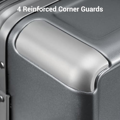 LEVEL8 Zipperless Carry On Luggage Airline Approved with Aluminum Frame, Hard Shell Suitcase with Spinner Wheels, Metal Checked Luggage, 20 Inch, Grey - color: Grey, size: Carry-On 20 Inch (With 6PC Organizers)
