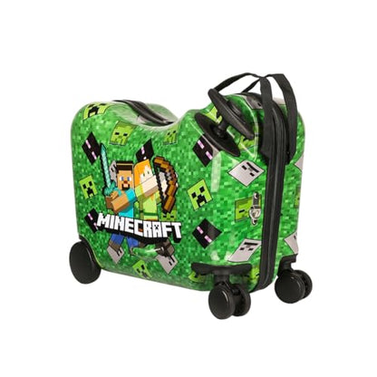 Bioworld Minecraft Steve & Alex Green 15" Ride-On Luggage - color: Minecraft Steve & Alex