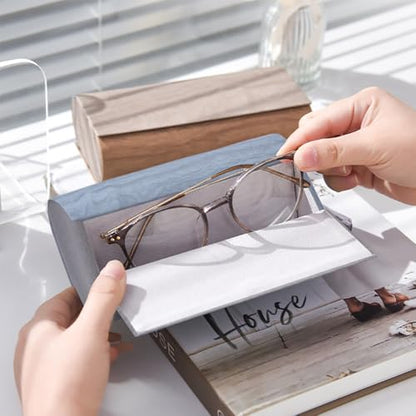 Philley Dual Glasses Case 2-in-1 Double Eyeglasses case - color: Wood Grain (Blue + Grey)