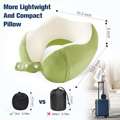 Cirorld Neck Pillow for Traveling, Travel Pillows for Airplanes Green - color: Green