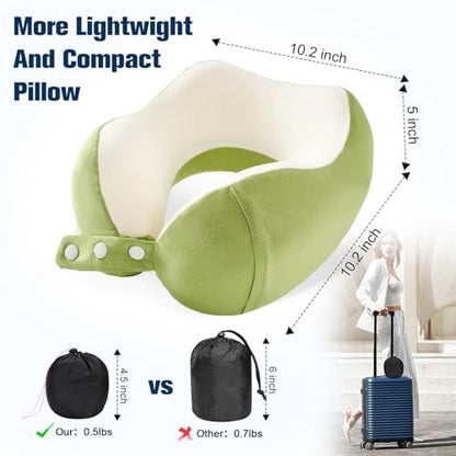 Cirorld Neck Pillow for Traveling, Travel Pillows for Airplanes Green - color: Green