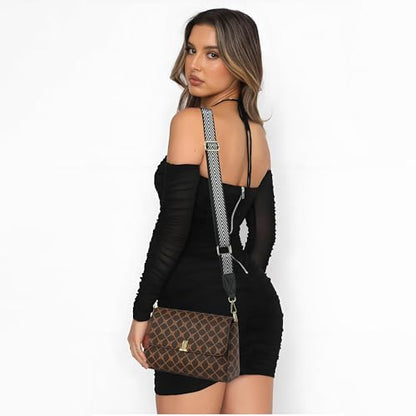 LEMEDE Purse Strap Replacement Crossbody 1.5" Wide Shoulder Strap Adjustable Straps Handbag Strap Replacement Belts - color: Black-38g-pattern-004