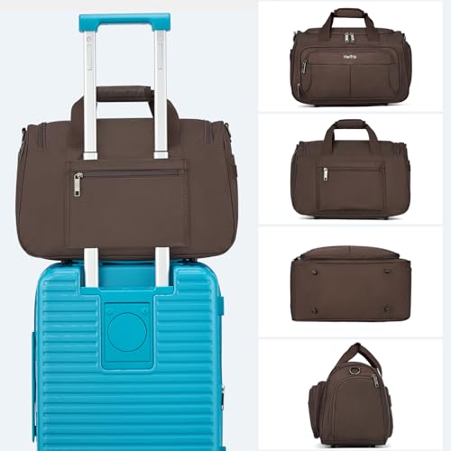 HanTrip 16 Inch Under Seat Carry On Duffle Bag for Airplanes, Coffee - color: Coffee, size: Carry-on 16.5-Inch