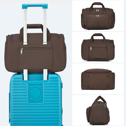 HanTrip 16 Inch Under Seat Carry On Duffle Bag for Airplanes, Coffee - color: Coffee, size: Carry-on 16.5-Inch