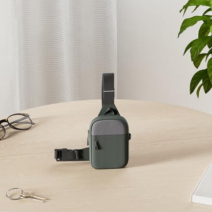 USHAKE Mini Sling Bag Crossbody, Small Chest Shoulder Bag Men Women - color: Grey Green