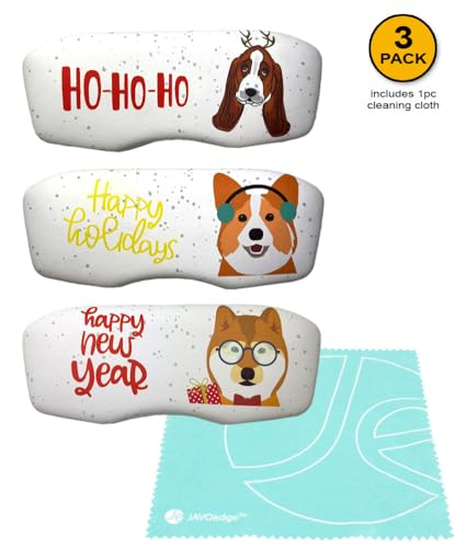 JAVOedge [4 PACK / 3 PACK], Printed Pattern Durable Hard Clamshell Eyeglass Case with Bonus Microfiber Cloth - color: Cats - Design G, size: 3 PACK