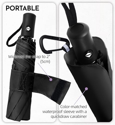 Travel Windproof Umbrella for rain Compact Small Travel size QuickDry - color: 5-Black