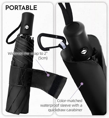 Travel Windproof Umbrella for rain Compact Small Travel size QuickDry - color: 5-Black