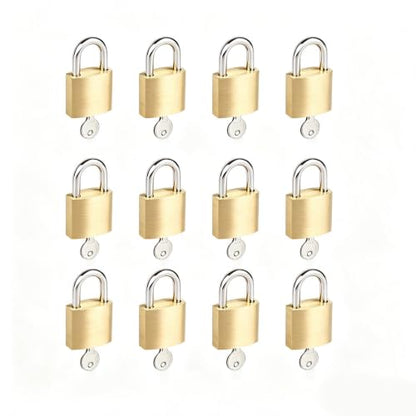 3/4" (20mm) Mini Padlocks - 12 Pack Keyed Alike Small Solid Brass Locks with Keys, Little Locks for Luggage, Toolbox, Suitcases, Backpacks, Diary Books, Cabinets - size: 20mm, 12pack with 12 keys