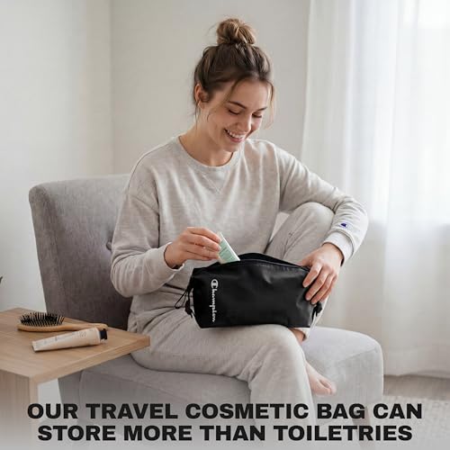 Champion Hanging Dopp Kit, Travel-Sized Polyester Bag, Water-Resistant True Black - style: True Black