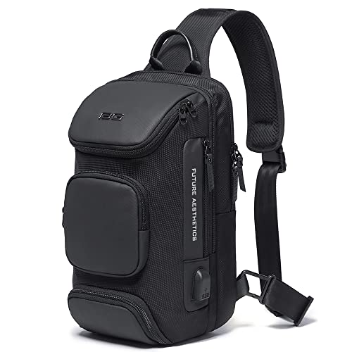 BANGE Men's Sling Backpack - Waterproof Crossbody Bag, Multi-Purpose Shoulder Bag - color: Black