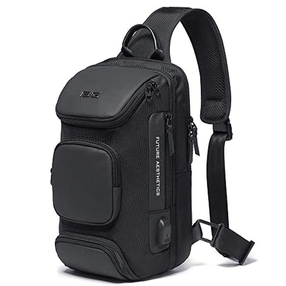 BANGE Men's Sling Backpack - Waterproof Crossbody Bag, Multi-Purpose Shoulder Bag - color: Black