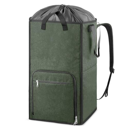 Laundry Backpack Bag, Bukere Extra Large 2 in 1 Laundry Hamper Basket for College Students Dorm Essentials, Adjustable Shoulder Straps, Freestanding Laundry Bag for Apartment, Laundromat, Travel - color: Green