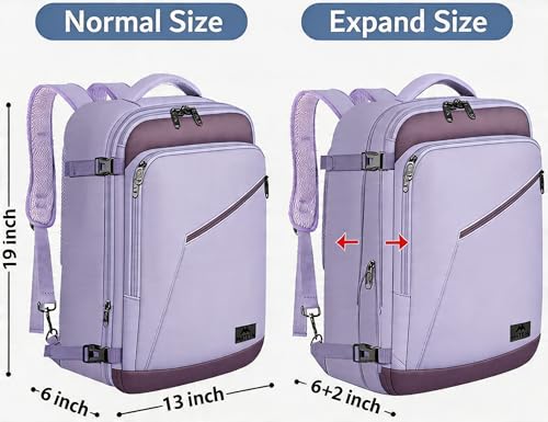 MATEIN Travel Backpack, Carry on Backpack with Detachable Shoulder Straps - color: Light Purple Grey, size: X-Large