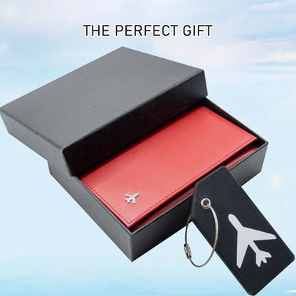 Pilot Wallet Passport Holder: Red Leather Travel Walle - color: Red
