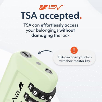 BV Luggage Locks TSA Accepted, Travel Sentry Approved 3-Digit Combination Suitcase Locks with Open Alert & Flexible Cable for Travel, Backpacks, Lockers, Cases, Mint Green, 4 Pack - color: Mint Green 4-Pack