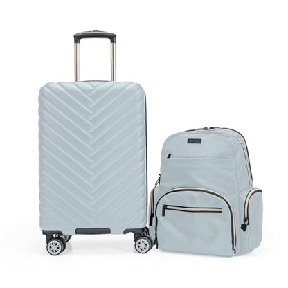 Kenneth Cole REACTION Madison Square Lightweight Hardside Chevron Expandable Spinner Luggage, Slate, 2-Piece (20" Carry On + Sophie Backpack) - color: Slate, size: 2-Piece (20" Carry On + Sophie Backpack)