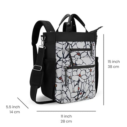 Sherpani Soleil, Anti Theft Convertible Backpack Tote (Sakura) - color: Floral Grey