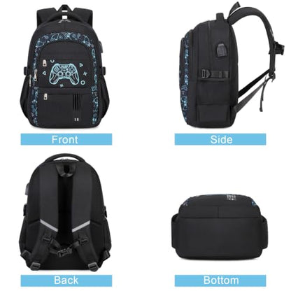 ACESAK Gmaer Backpack for Boys - Boy Backpack Schoolbag with Lunch Bag Set - color: Black Game Console