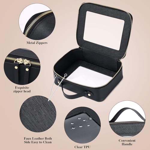 Pinkmik Clear Makeup Bag with Brush Bag, (Black, L+SLIM) - color: B4/Black, size: L+SLIM