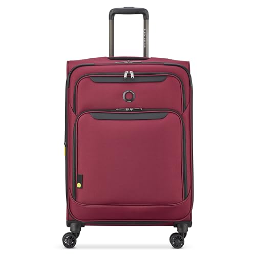 DELSEY PARIS Sky Max 3.0, 24 Inch Checked-Medium Luggage, Burgundy | Checked-In Suitcase, Softside, Lightweight Durable Construction, Double Spinner Wheels, Soft Touch Carry handle - color: Burgundy, size: Checked-Medium, 24 Inch