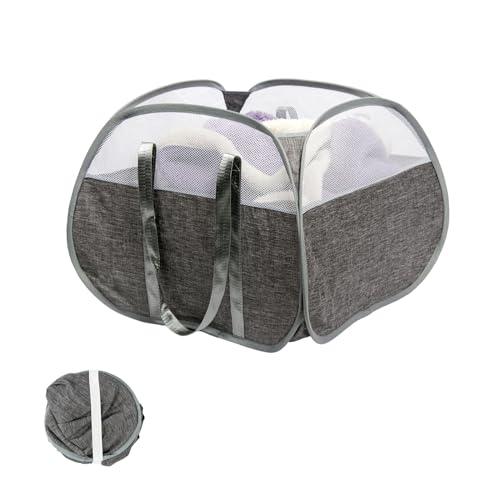 Collapsible Laundry Basket, 90L Tear Proof Mesh Pop-up Hamper - color: Gray, size: Square-Tear Proof，1 Pack