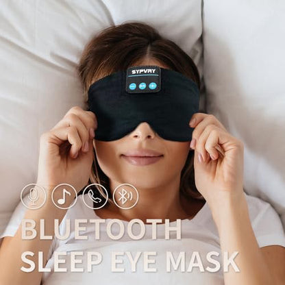 Sleep Mask Bluetooth 5.4 Headphones Soft Wireless Headband Eye Mask Blackout with Microphone (Black M) - color: Black M