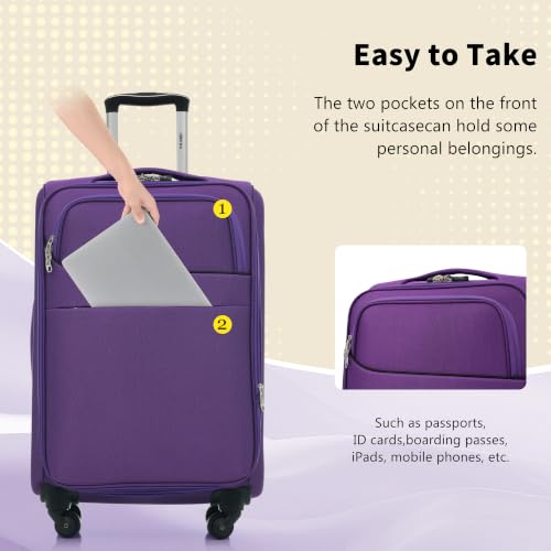 Merax Softside Luggage Set 4 Piece,18/22/26/30 Expand Suitcase,Purple - color: Purple, size: 18/22/26/30