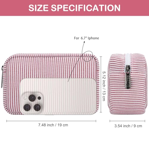 Stripe Travel Makeup Bag, Padded Cosmetic Pouch for Women, Red - color: Stripe Red