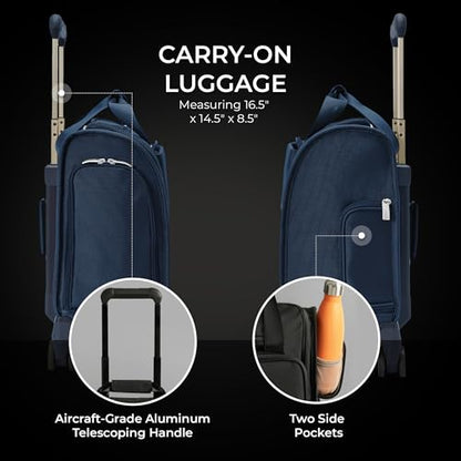 Briggs & Riley Baseline Cabin Softside Spinner Carry-On, Navy - color: Navy, size: 16" Cabin Bag