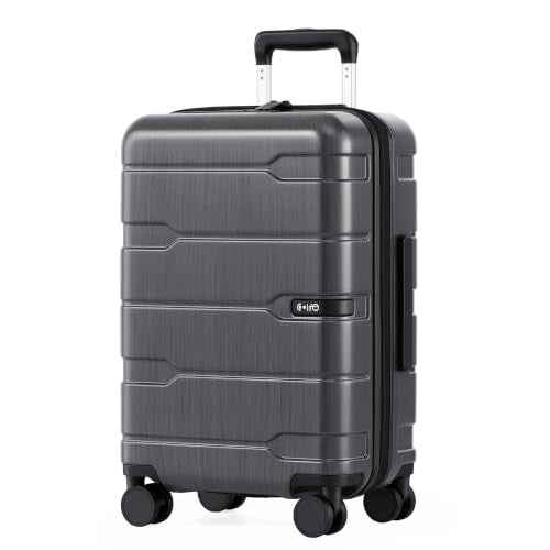 Coolife Carry On Luggage Hardside Suitcase with Spinner Wheels, 20in - color: Charcoal-New2.0, size: Carry On(20in)