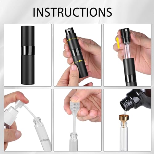 Perfume Travel Refillable Atomizer 8ML (3PCS) - Empty Cologne Spray Bottle, Portable & Leakproof Sprayer for Travel (Black) - color: Black