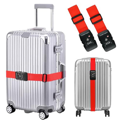 Travel Inspira 2 Pack Luggage Straps for Suitcases with TSA Lock - color: Apple Red