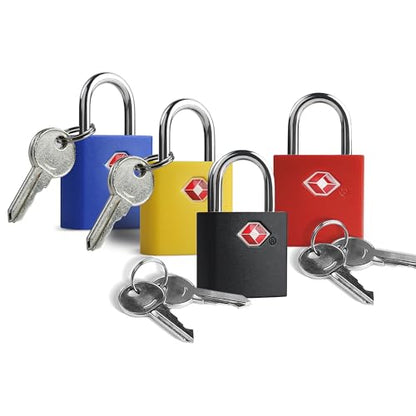 TSA Locks for Luggage with Key, Travel Luggage Locks TSA Approved 4 Pack, Small Padlock with Key, Same Keyed Mini Padlock for Suitcase, Backpack, Bag, Purse, Tent, Zipper - color: Multicolor