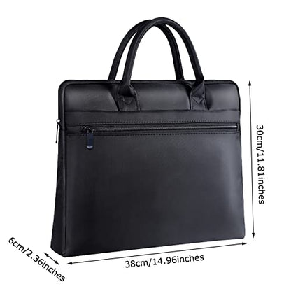 Waterproof Oxford Handle Document Bag Briefcase for Men File Tote Bag for Carrying Paper Files Black
