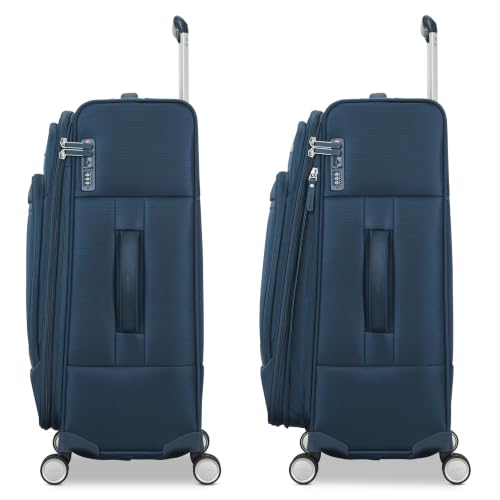 Samsonite Soft-Sided Medium Checked 25-Inch Expandable PortLift Suitcase: Durable, 360° Spinner Wheels, Adjustable Handle, TSA Lock, 2 Front & Side Pocket- Marine Blue - color: Marine Blue, size: 25-Inch Checked-Medium