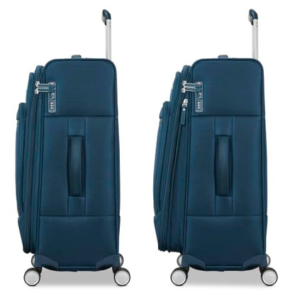 Samsonite Soft-Sided Medium Checked 25-Inch Expandable PortLift Suitcase: Durable, 360° Spinner Wheels, Adjustable Handle, TSA Lock, 2 Front & Side Pocket- Marine Blue - color: Marine Blue, size: 25-Inch Checked-Medium