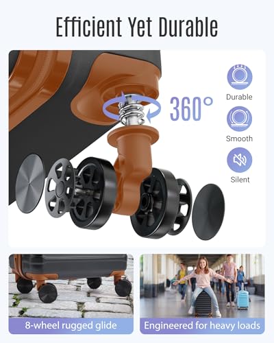 LIGHT FLIGHT Luggage Sets,Carry On Luggage 22x14x9,2-Piece,Black/Brown - color: 2pcs- Black/Brown