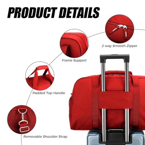 Searock 45L Gym Bag for Men & Women with Shoe Compartment - color: Red, size: 21 x 10 x 13″ (Medium)