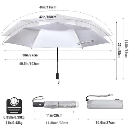 G4Free UPF 50+ UV Protection Travel Umbrella 42/46 Inch Auto Open Close - color: Dark Green/Silver, size: 46 inch