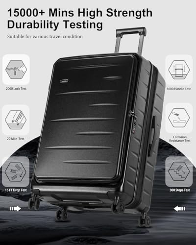 CENSIEN Expandable Luggage Sets, 20 Inch Carry On Luggage 28 Inch Suitcases - color: Black, size: 20/28 Inch EXT