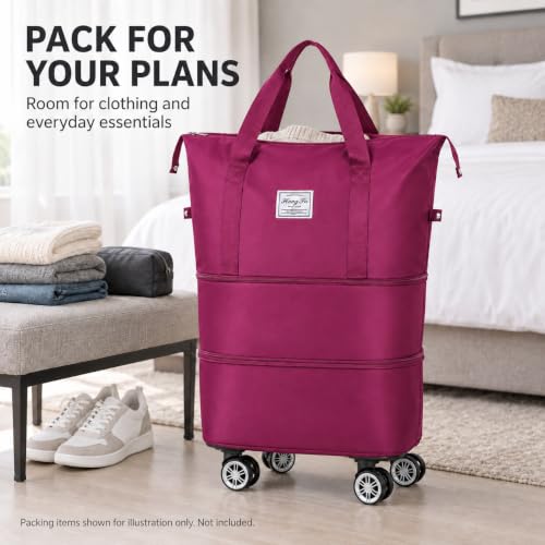 360° Spinner Wheel Duffel Bag, Rose Red - color: Rose Red