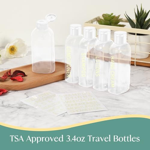 5 Pack Travel Bottles for Toiletries, 3.4oz TSA Approved Travel Containers - color: Clear