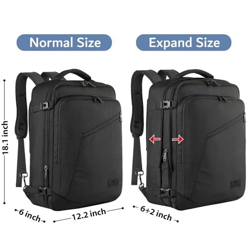 MATEIN Black Mens Travel Backpack, Expandable Carry on Backpack for Women - color: Black, size: Large