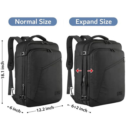 MATEIN Black Mens Travel Backpack, Expandable Carry on Backpack for Women - color: Black, size: Large
