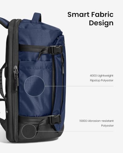 tomtoc Travel Backpack 40L, TSA Carry On Bag Flight Approved, PFAS Free - color: Dark Blue-ripstop, size: 40L