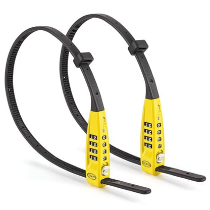 CXWXC Zip Tie Lock - 4-Digit Combo Cable Locks for Bike Motorcycle Helmet, Skateboard, Skis, Snowboard, Stroller & Cabinet - Ideal for Lightweight Security (2PC - Yellow, 45CM) - color: 2PC - Yellow