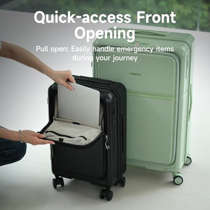 ROAMING 24-Inch Checked Luggage Expandable Hard Shell Top Opening Luggage - color: Black, size: 24-Inch Checked Luggage