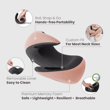 Dream Valley Neck Travel Pillow, Memory Foam,Cooling, Light Pink - color: Light Pink, size: Standard